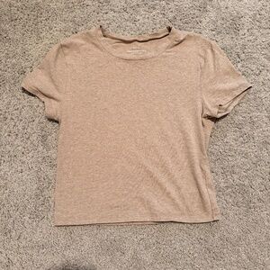 Abercrombie & Fitch Essentials Double Lined Tan Baby Tee Size Small